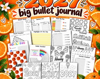 2027 bullet journal - 2027 journal - 2027 planner - reading tracker -mood tracker - 2027 calendar planner -journal pages - digital planner