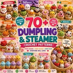 Dumpling & Steamer Crochet Pattern PDF - Viral No Sew Amigurumi -Kawaii Plush -Dumpling Plushie Pattern, Beginner Crochet-Steamer Dumpling