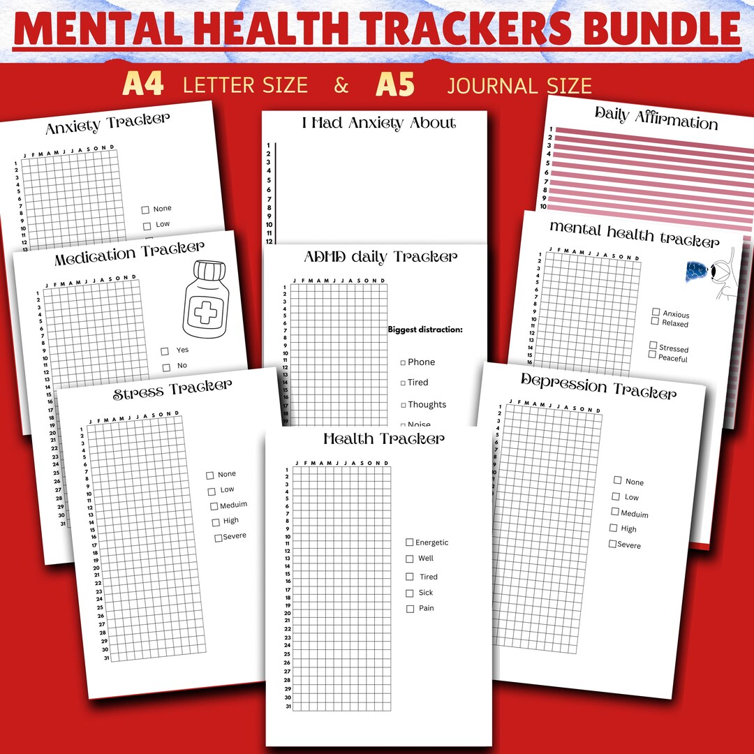Mental Health Tracker Bundle – Printable Journal, A4/A5 (digital ...