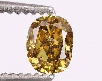 0.43 CT, Natural Fancy Yellow Diamond, Oval Shape Diamond, Fancy Color Diamond, Rose Cut Diamond, For Engagement Ring & Wedding Ring.