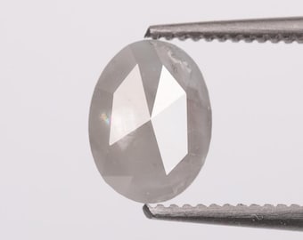 7,90 x 5,90 mm, diamante sal y pimienta ovalado, diamante gris fantasía de talla rosa natural, 0,98 CT.