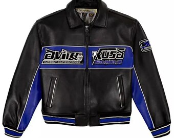 Handmade Cowhide Leather Racer Jacket: Limited Edition Avirex Biker Coat