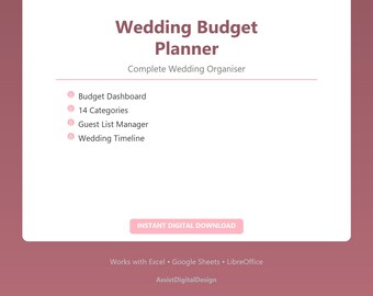 Wedding Budget Planner Spreadsheet Wedding Checklist Guest List Tracker Wedding Timeline Excel Template Bride Planner Digital Download