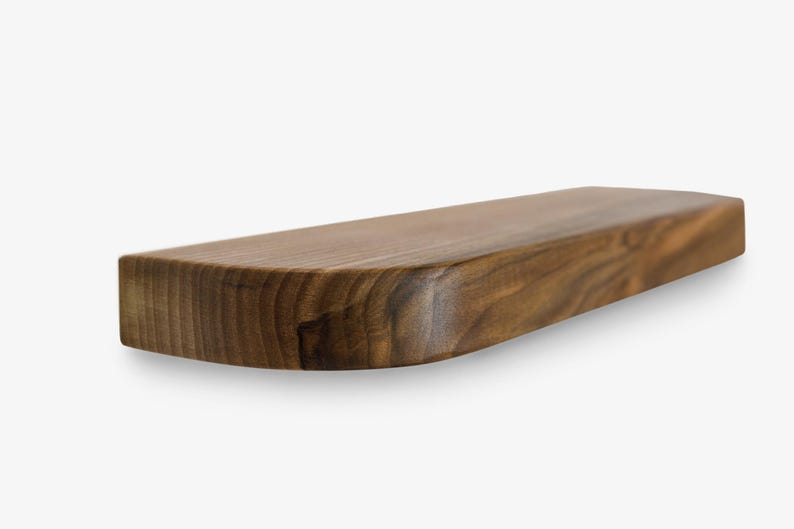 Rustic Solid Wood Floating Shelf: Rounded Edge, Handmade Wall Decor ...