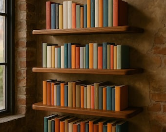 Rounded Edge Wooden Floating Shelf – Modern Handmade Book Display for Home