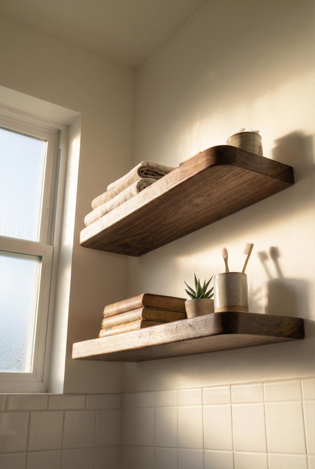 Modern Floating Shelf With Rounded Edges - Solid Wood Wall Shelf for ...