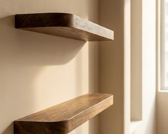 Rounded Edge Wooden Floating Shelf – Minimalist Wall Shelf for Modern Home Decor