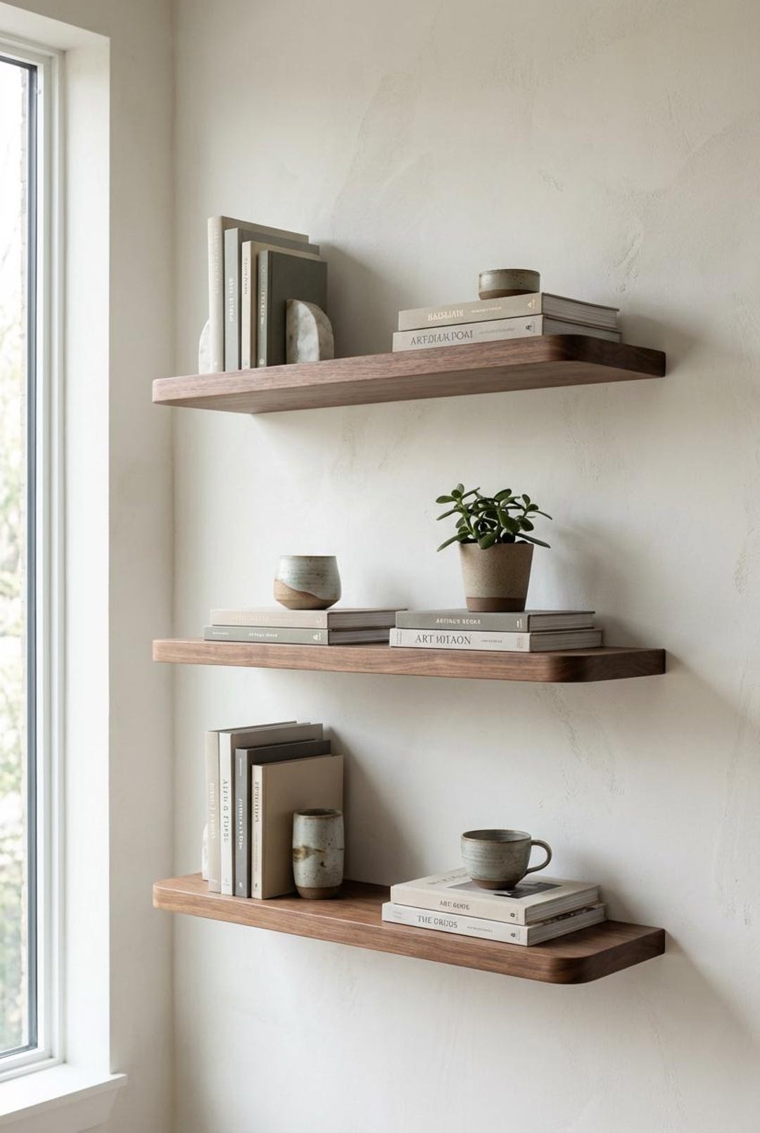 Rounded Edge Wooden Bookshelf – Wall Mounted Book Shelf With Soft Edges ...