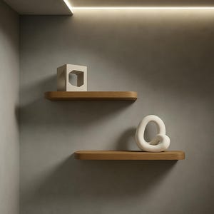Rounded Edge Wooden Shelf – Handmade Floating Wall Shelf, Solid Wood Storage and Display for Modern, Rustic or Cozy Home Décor