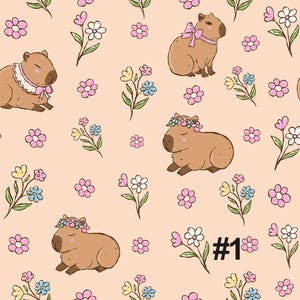 100% Cotton Printed Fabric|Capybara Floral Pattern | DIY Sewing, Patchwork, Home Decor | Sold By Half Yard
