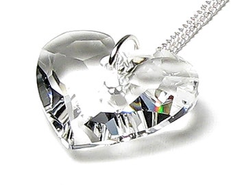 4 Glass Heart Pendants Dandelion Charms Seed Puff Heart Silver Clear 36mm 