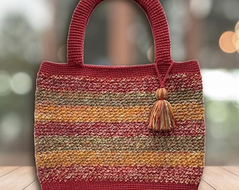 Crochet Tote Bag Pattern: Autumn Adventure, Fall Colors (Digital Download)