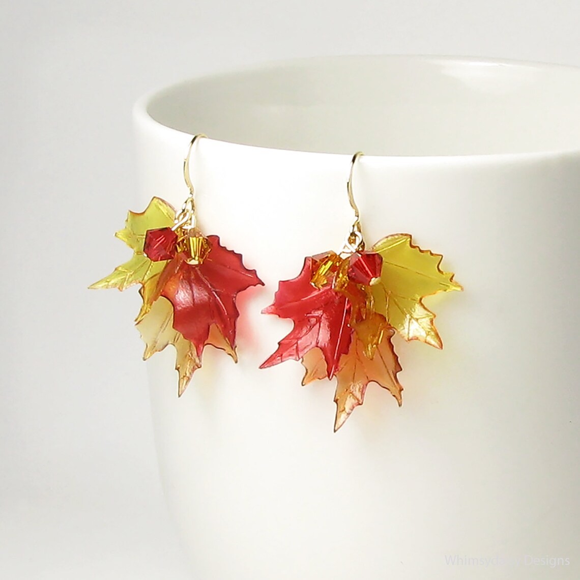 Falling Autumn Leaves Swarovski Crystal Fall Leaf Gold Etsy