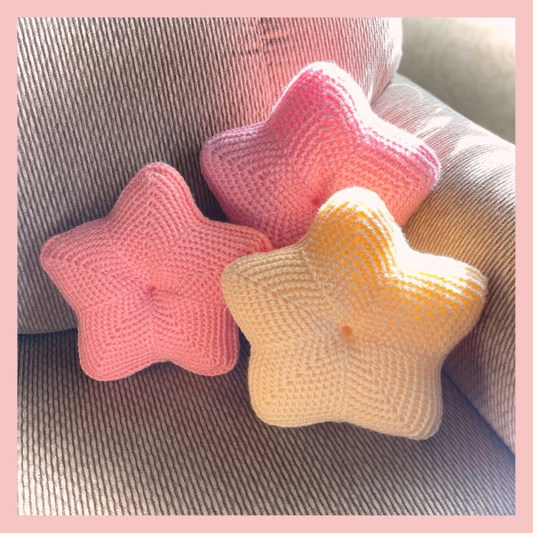 CROCHET PATTERN Crochet Star Pillow Pattern Pastel Color Fun Amigurumi Handmade DIY 4th of July Home Decor Christmas Holiday Star Decoration