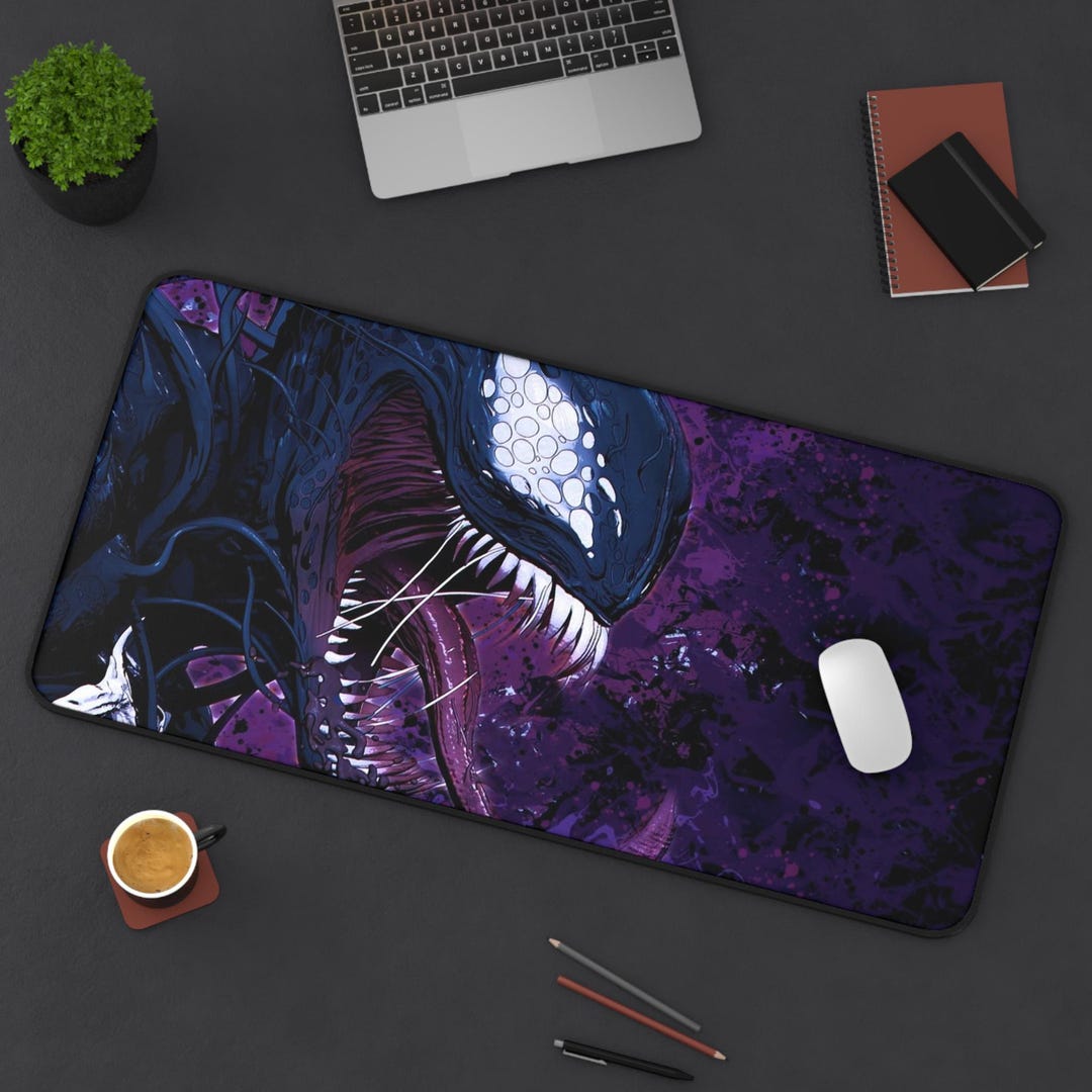 Vicious Monster Face Desk Mat | Dark Purple Creature Illustration - Etsy