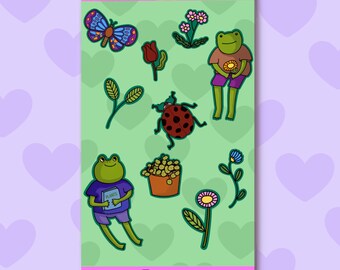 Garden Friends Sticker Sheet, Waterproof Garden Stickers For Waterbottles, Laptops, Journals & Scrapbook