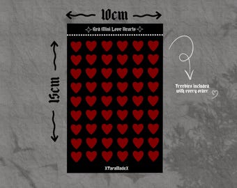 Red Mini Heart Stickers, Waterproof Stickers for Journals & Scrapbooks