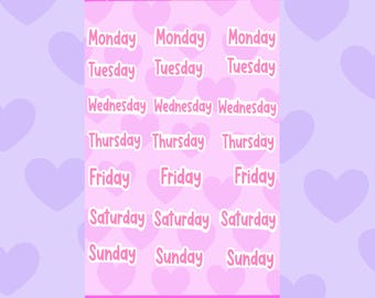 Mini Days of the Week Planner Stickers, Waterproof Calendar Stickers for Journals & Scrapbooks