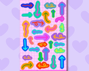 Rainbow Arrow Stickers, Waterproof Arrow Stickers for Journals & Scrapbooks
