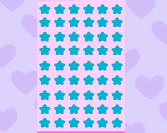 Mini Blue Stars Sticker Sheet, Waterproof Stickers for Journals & Scrapbooks