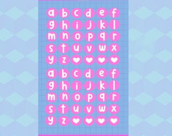 Mini Lower-case Alphabet Sticker Sheet, Waterproof Alphabet Stickers for Journals & Scrapbooks