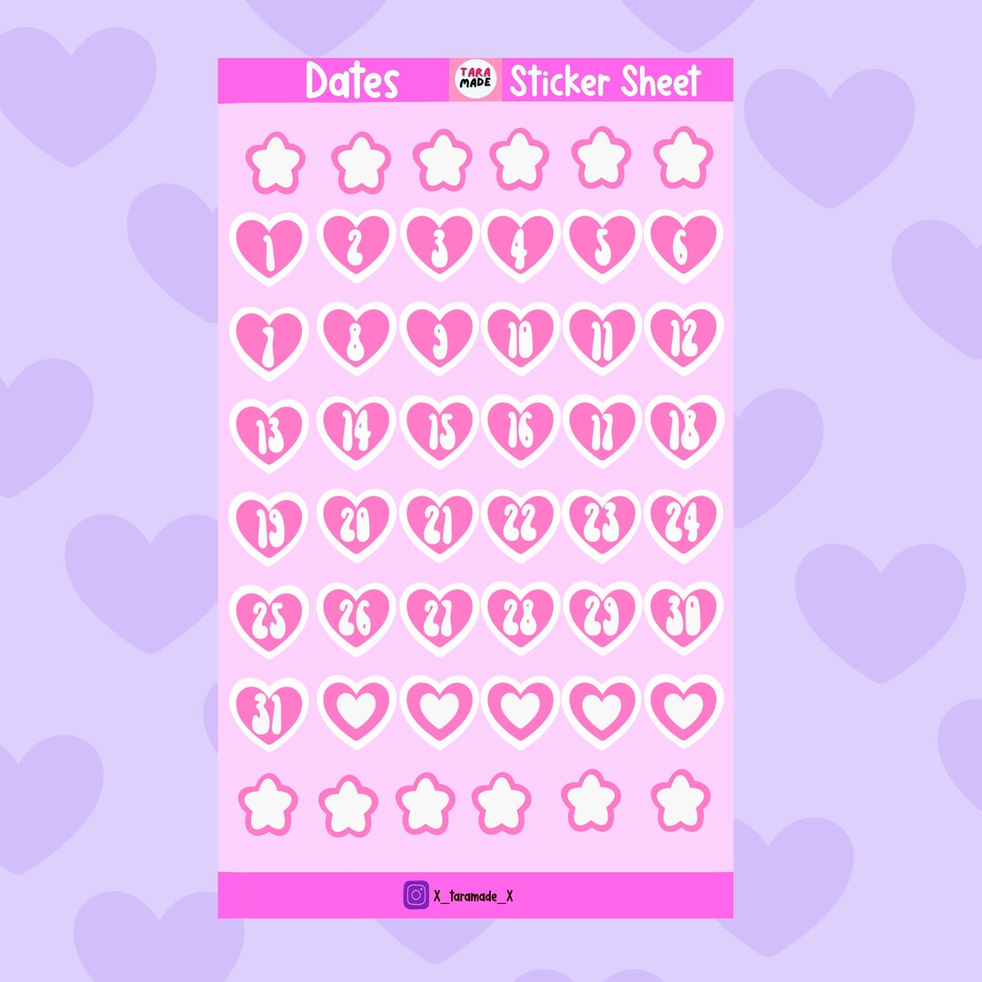 Date Box Sticker Mini Dates Sticker Sheet, Waterproof Calendar Date Stickers for ...