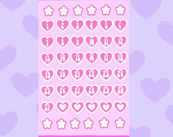 Mini Dates Sticker Sheet, Waterproof Calendar Date Stickers for Journals & Scrapbooks
