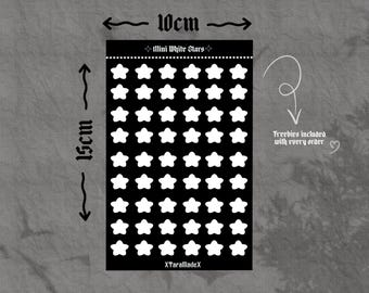 Mini White Stars Sticker Sheet, Waterproof Stickers for Journals & Scrapbooks