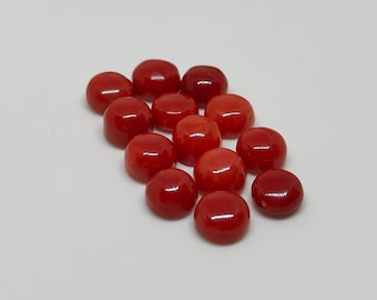 Red Italian Coral Cabochons: Round Gemstones for Jewelry (6mm)