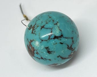 Natural Blue With Black Matrix Turquoise Round Beads: Smooth Polished Beads Jewelry Making