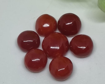 Italian Red Coral Cabochon Lot: Round Gemstone for Jewelry Making (6/8.5mm)