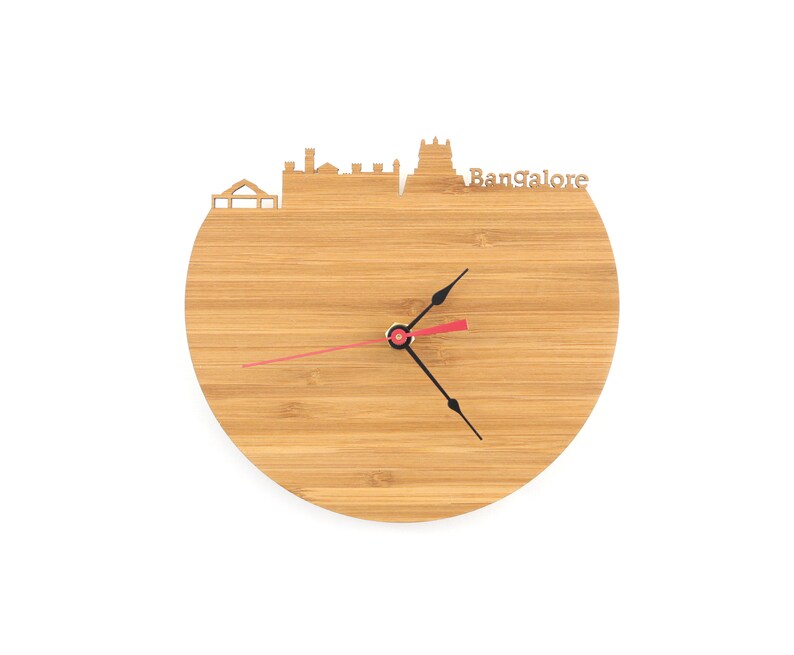 Bangalore India Clock Large Wood Time Zone Clock in Walnut Etsy