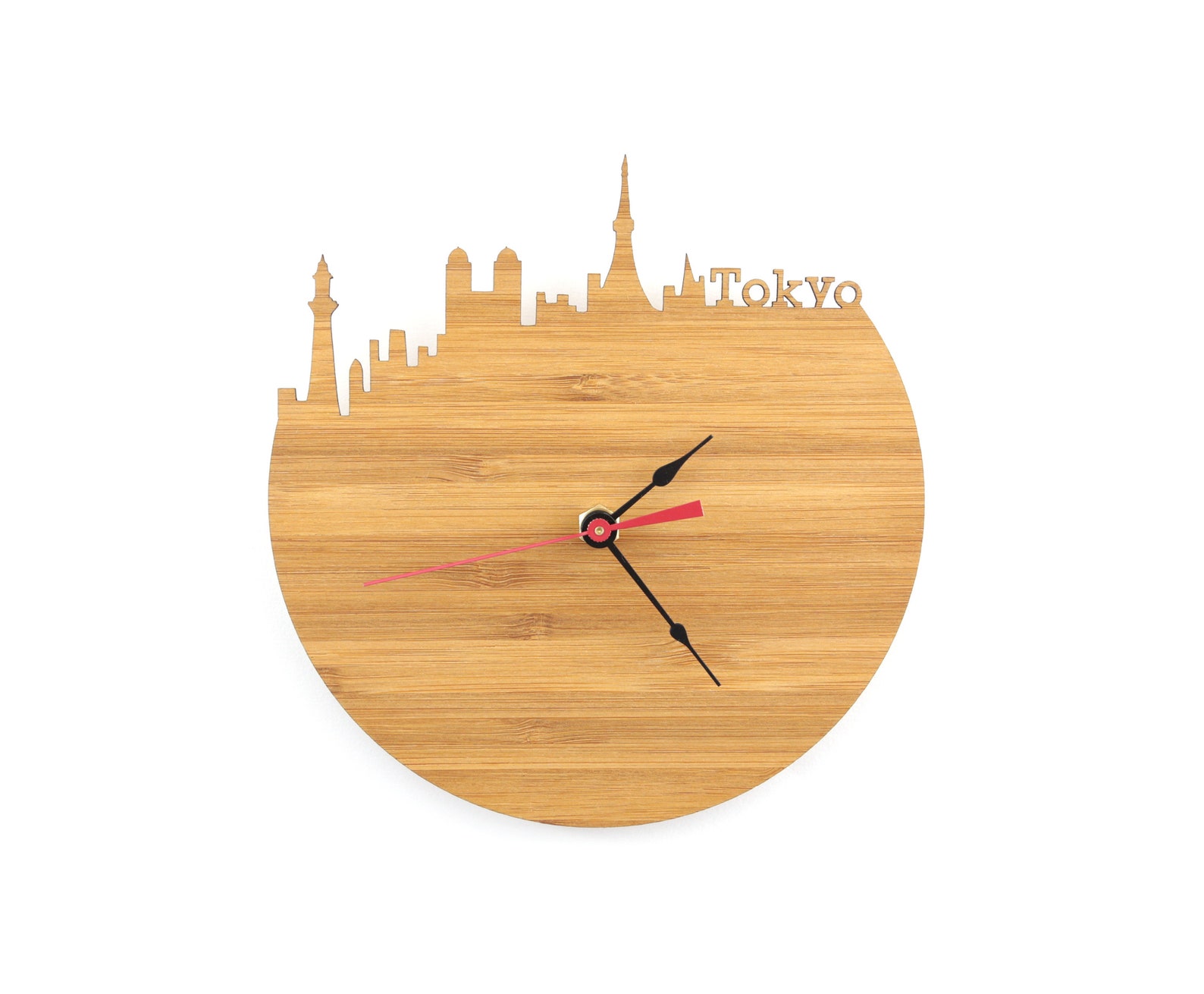 Wall Clock Tokyo Skyline Wooden Clock Japan Time Zone Etsy