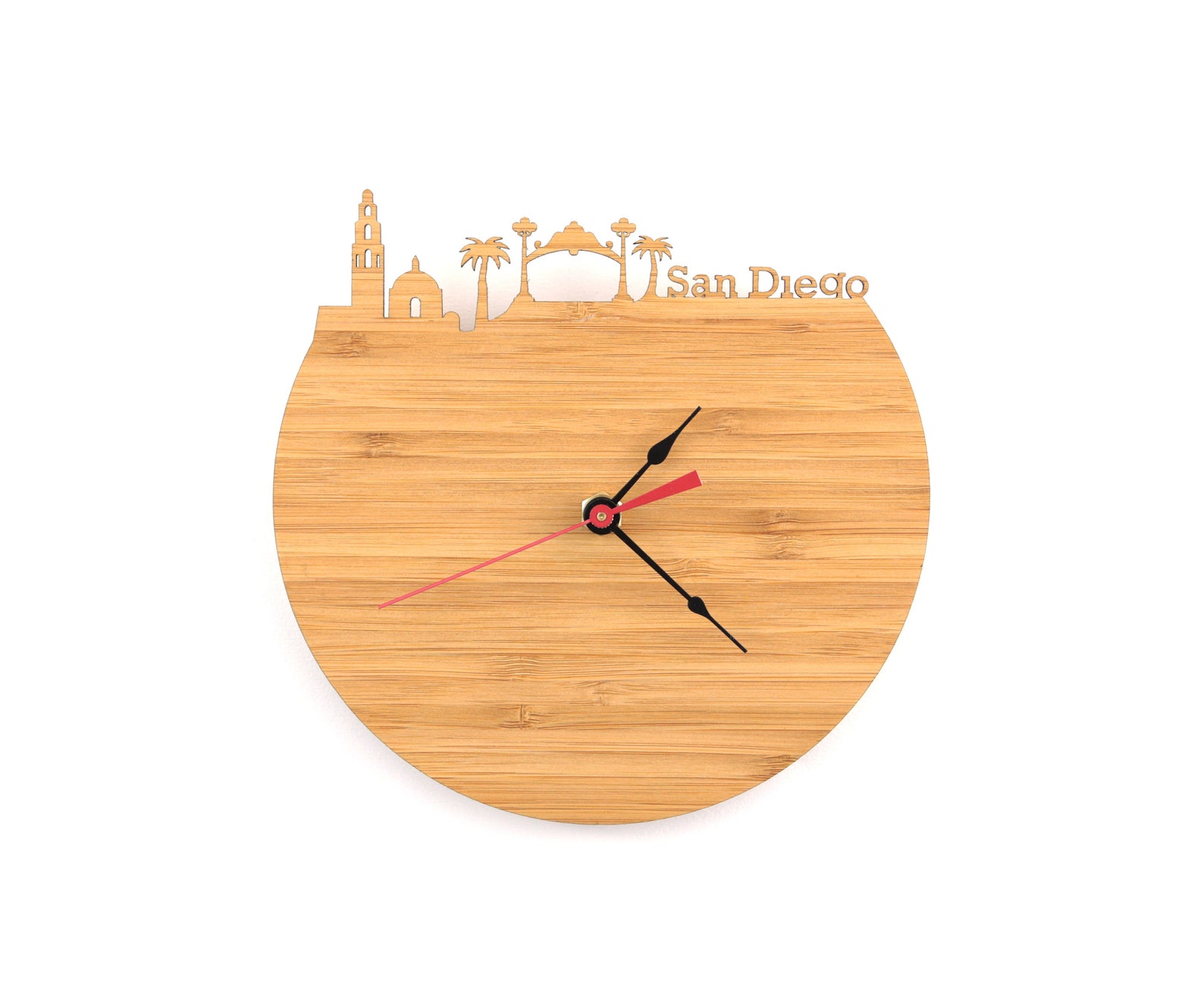 San Diego Skyline Clock California Wall Art Wood Clock Etsy