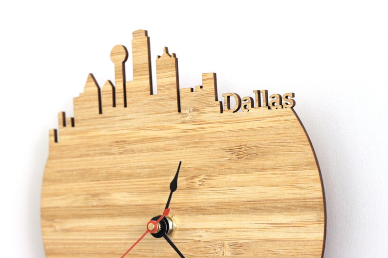 Dallas Texas Skyline Wood Clock Wall or Desk Time Zone Clock - Etsy