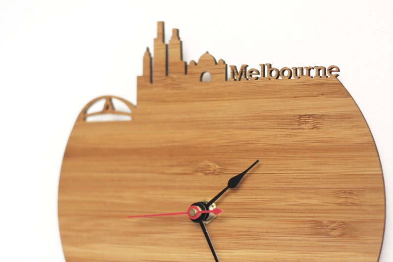 Melbourne Skyline Wood Clock Australia Time Zone Clock Etsy