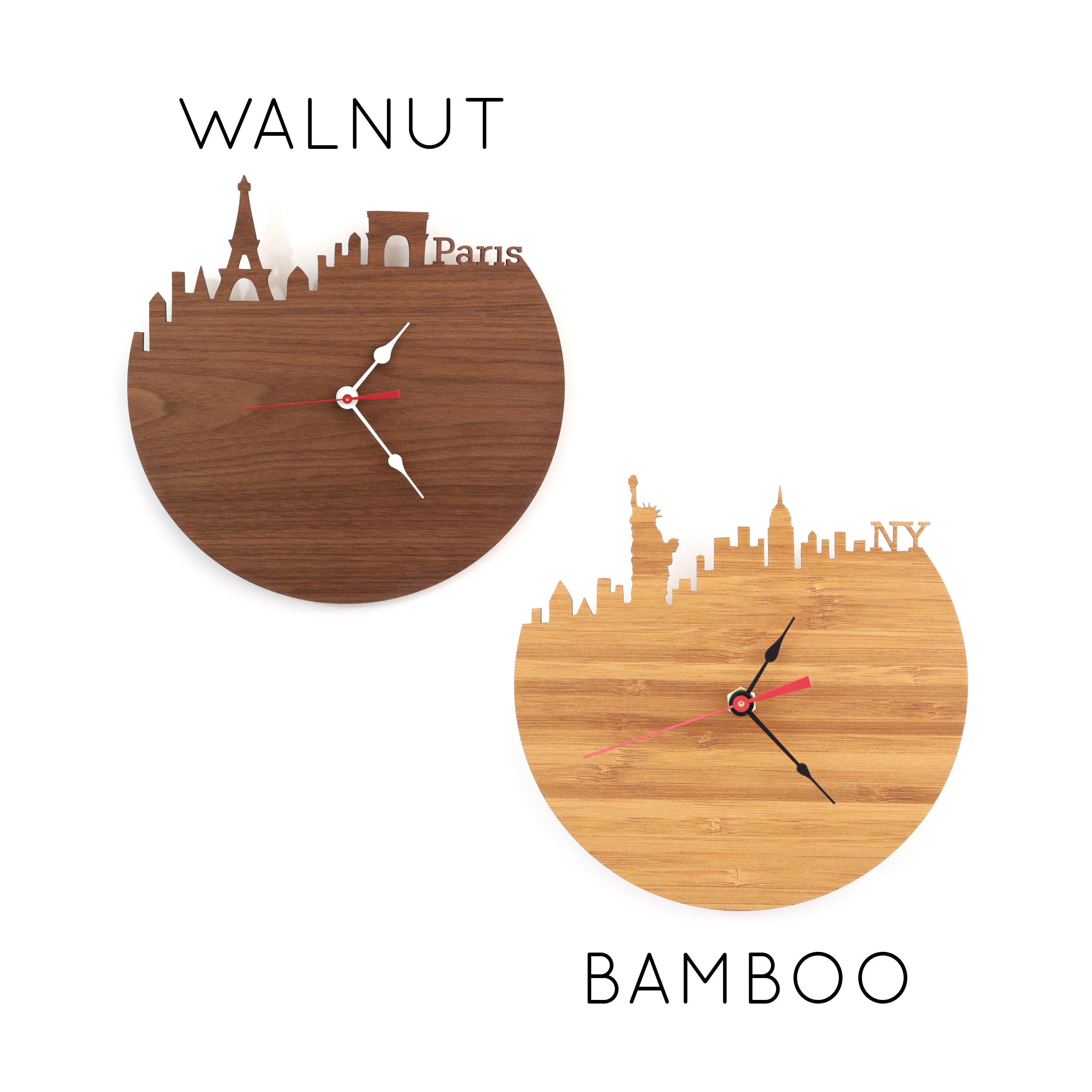 new-delhi-skyline-clock-india-time-zone-clock-modern-wood-etsy