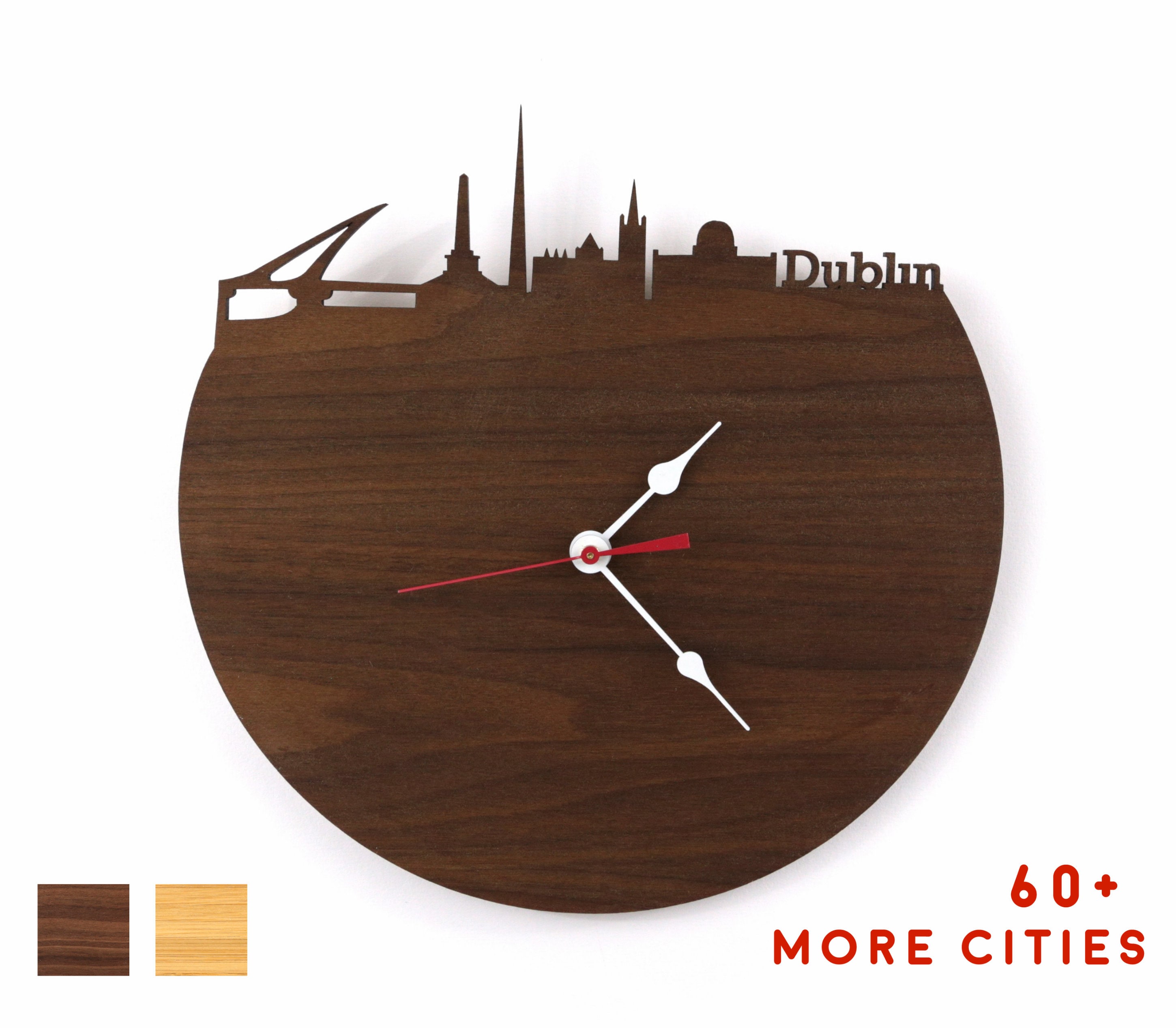 Wall Clock Dublin Ireland Skyline Wood Clock Dublin Large Etsy Sweden