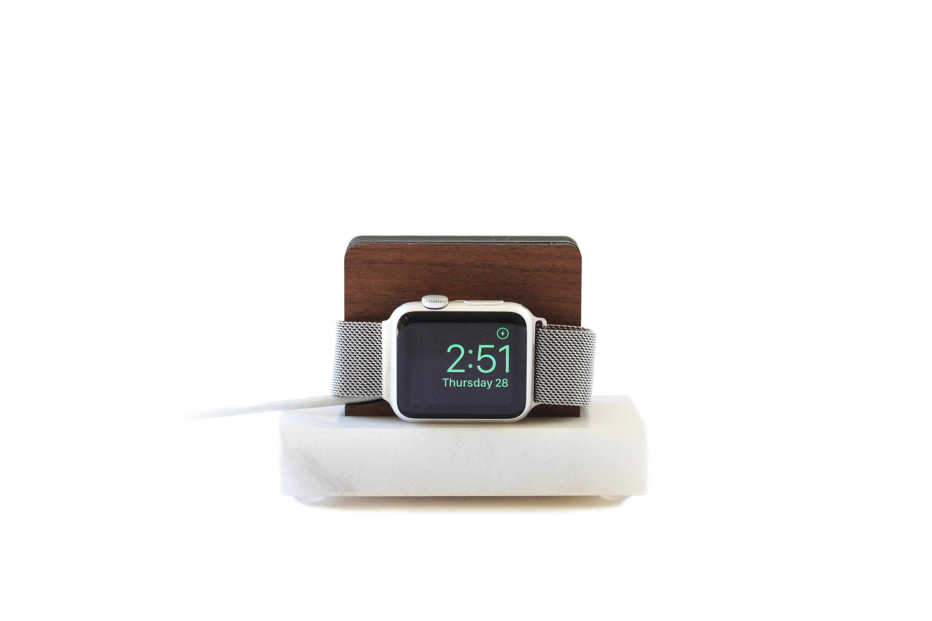 Apple Watch Stand Dock Walnut and Marble Charging Station - Etsy