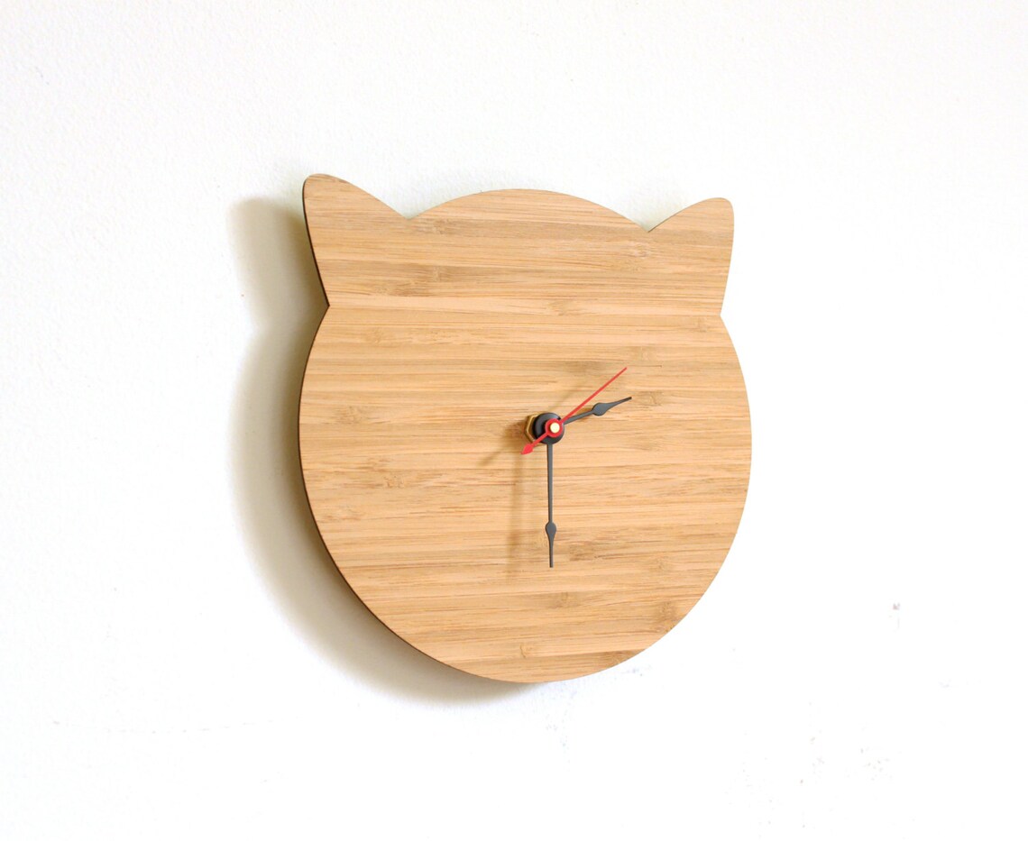 Cat Clock Cat Lover Gift for Birthday Walnut or Cherry Etsy