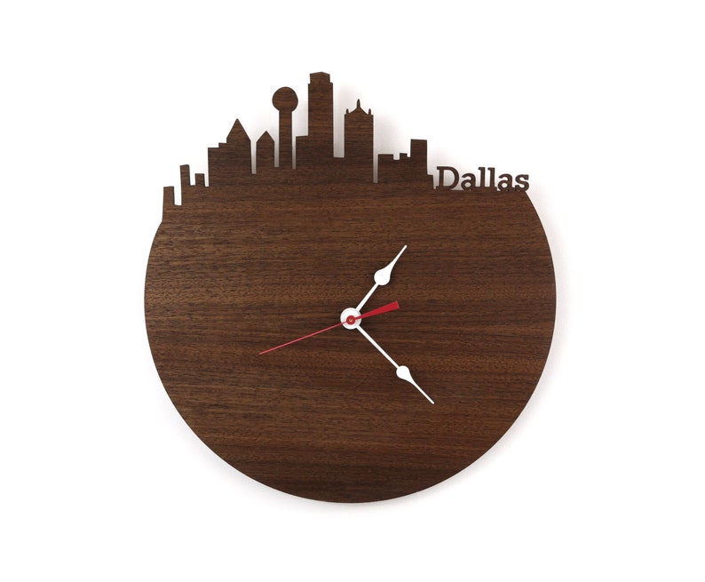 Dallas Texas Skyline Wood Clock Wall or Desk Time Zone Clock Etsy