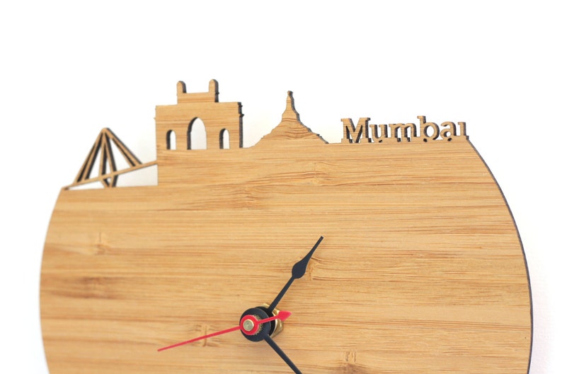 Mumbai Skyline Wood Clock India Time Zone Clock Wall or Etsy
