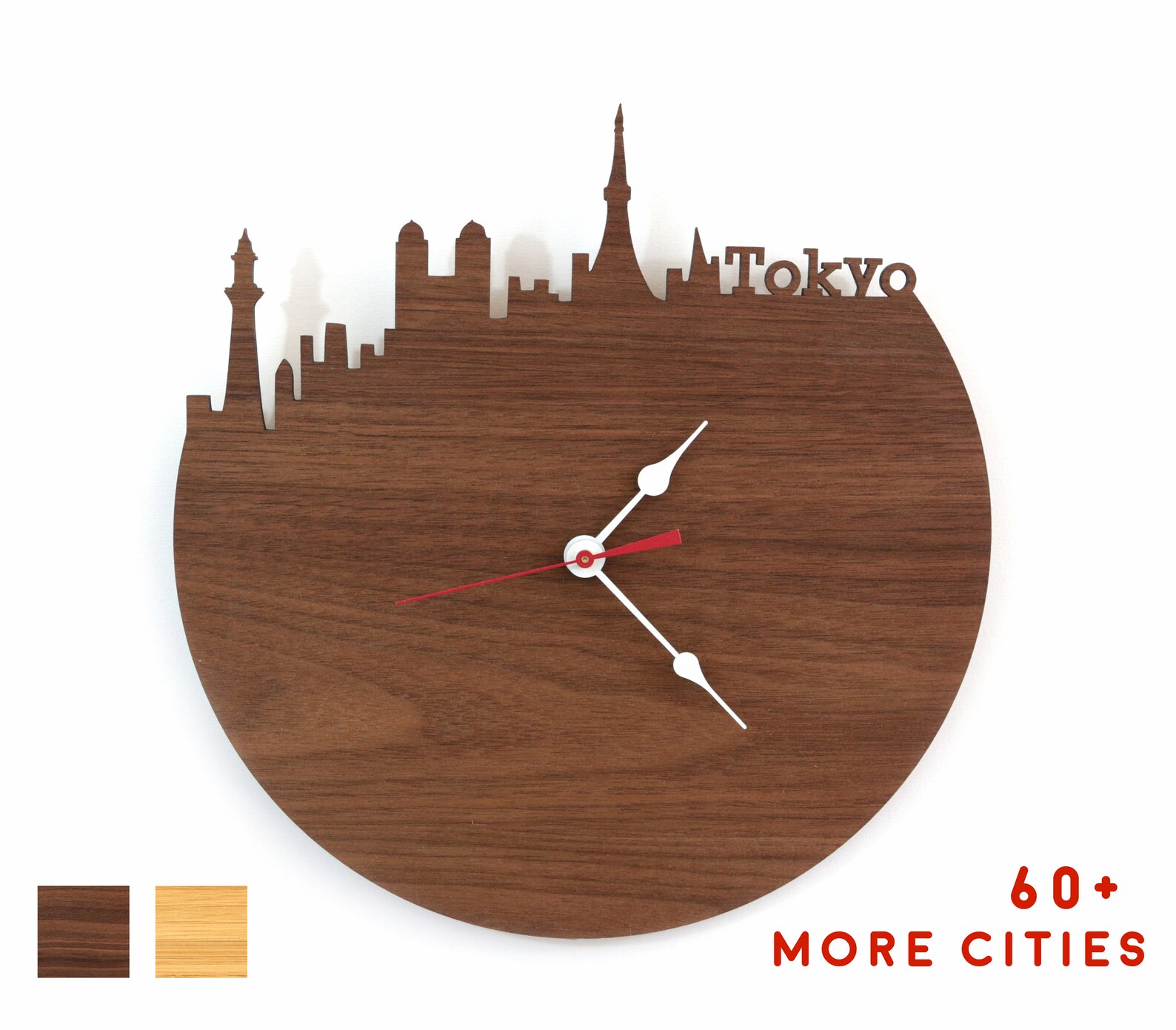 Wall Clock Tokyo Skyline Wooden Clock Japan Time Zone Etsy
