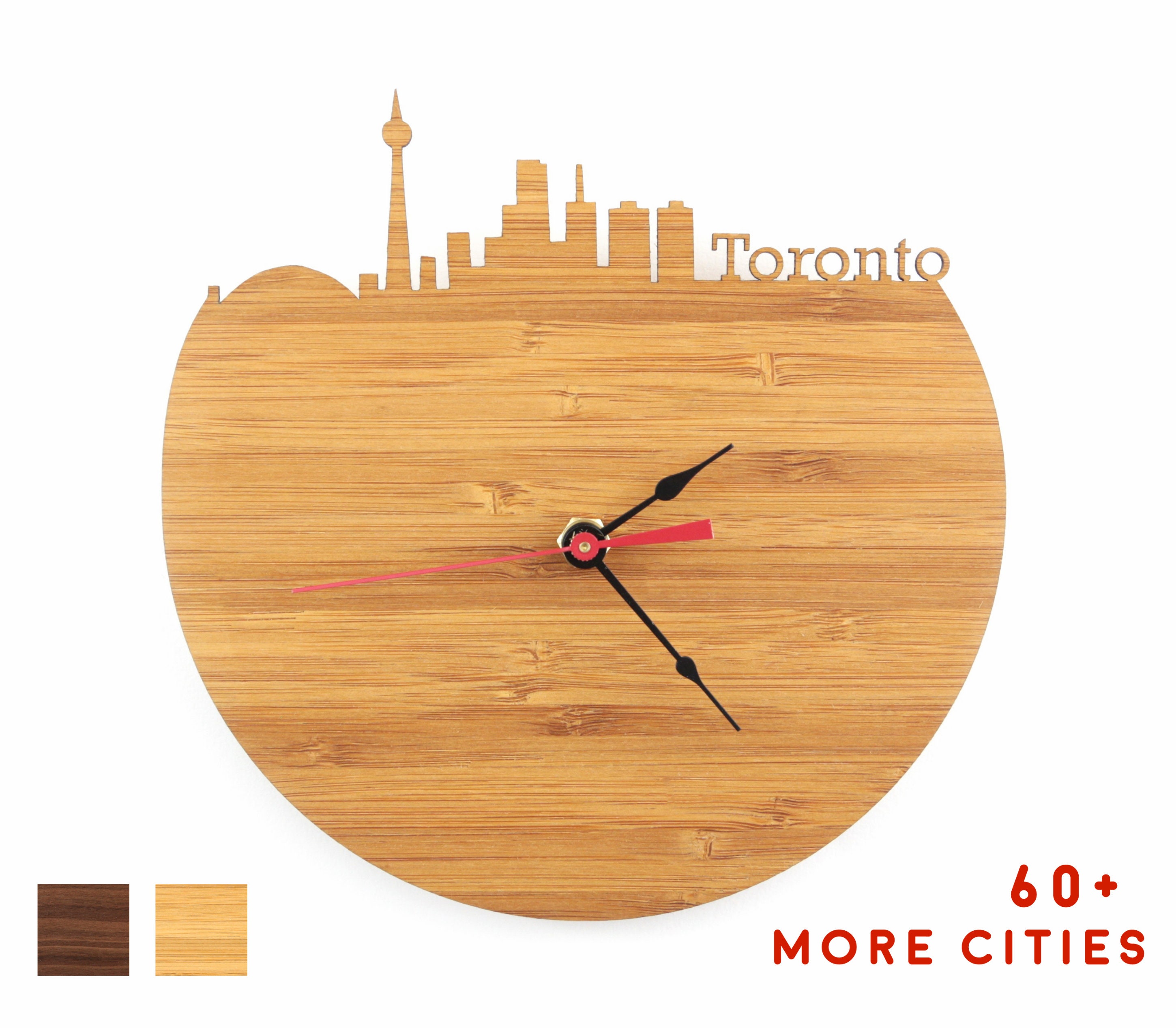Toronto Art Skyline Clock Canada Wood Modern Time Zone Clock Etsy Canada