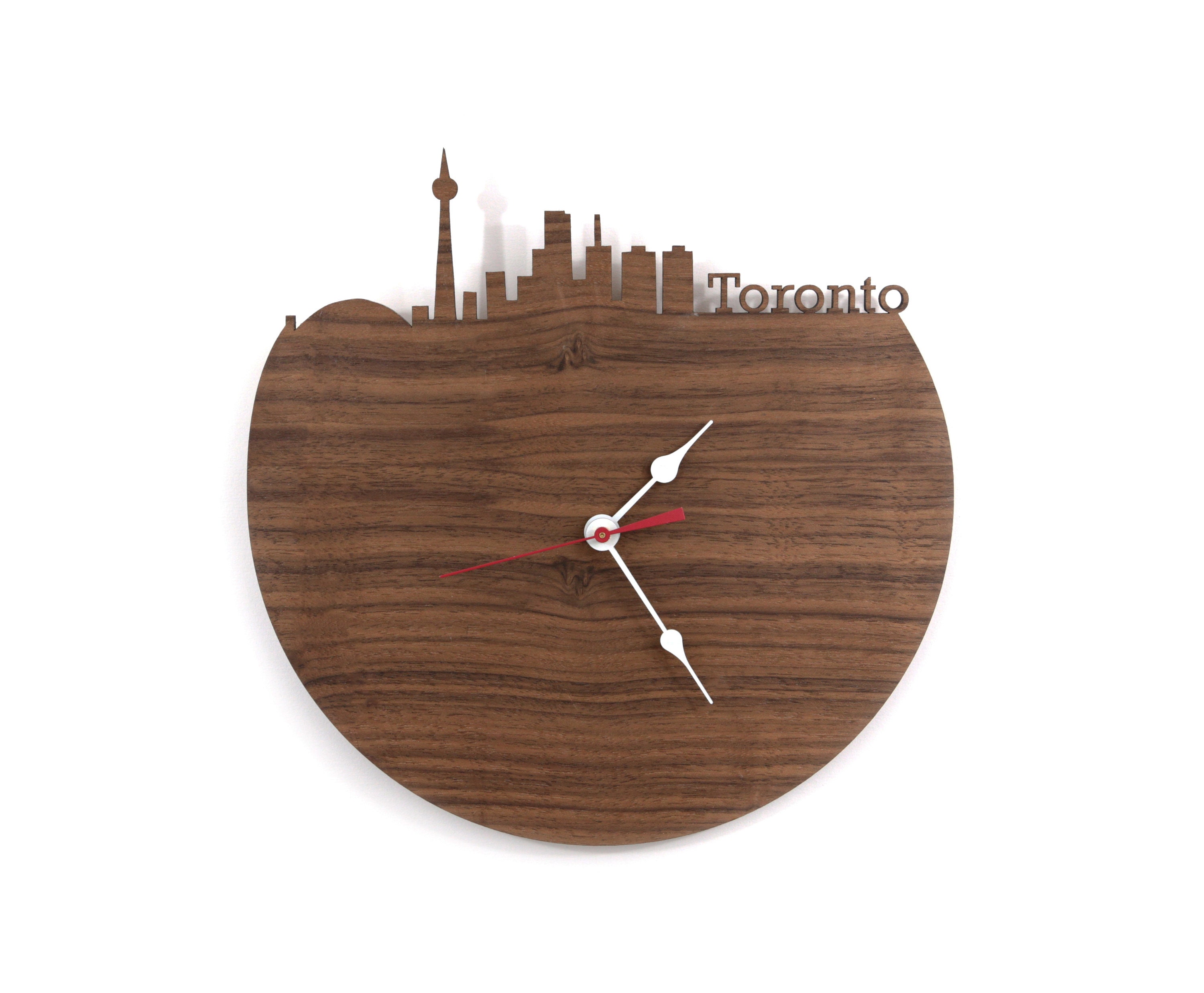 Toronto Art Skyline Clock Canada Wood Modern Time Zone Clock Etsy Canada