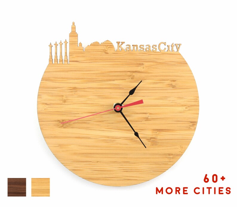 Wall Clock Kansas City Skyline Clock Man Cave Clock Etsy