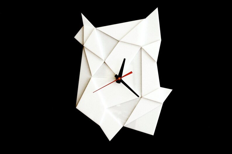 Geometric Wall Clock White Faceted Textural Geometric Clock Etsy
