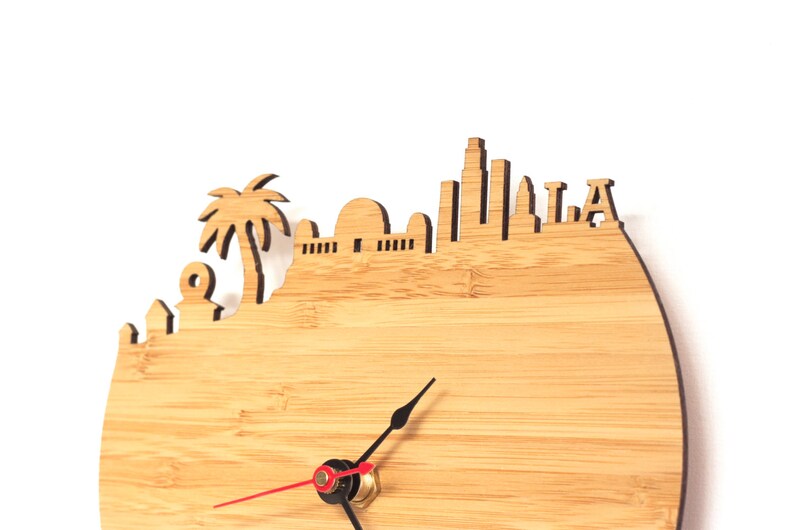 Los Angeles Skyline Wood Clock California Clock Wall Art Etsy