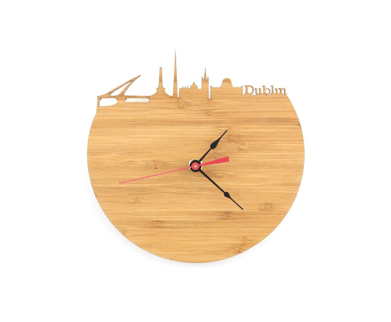 Wall Clock Dublin Ireland Skyline Wood Clock Dublin Large Etsy