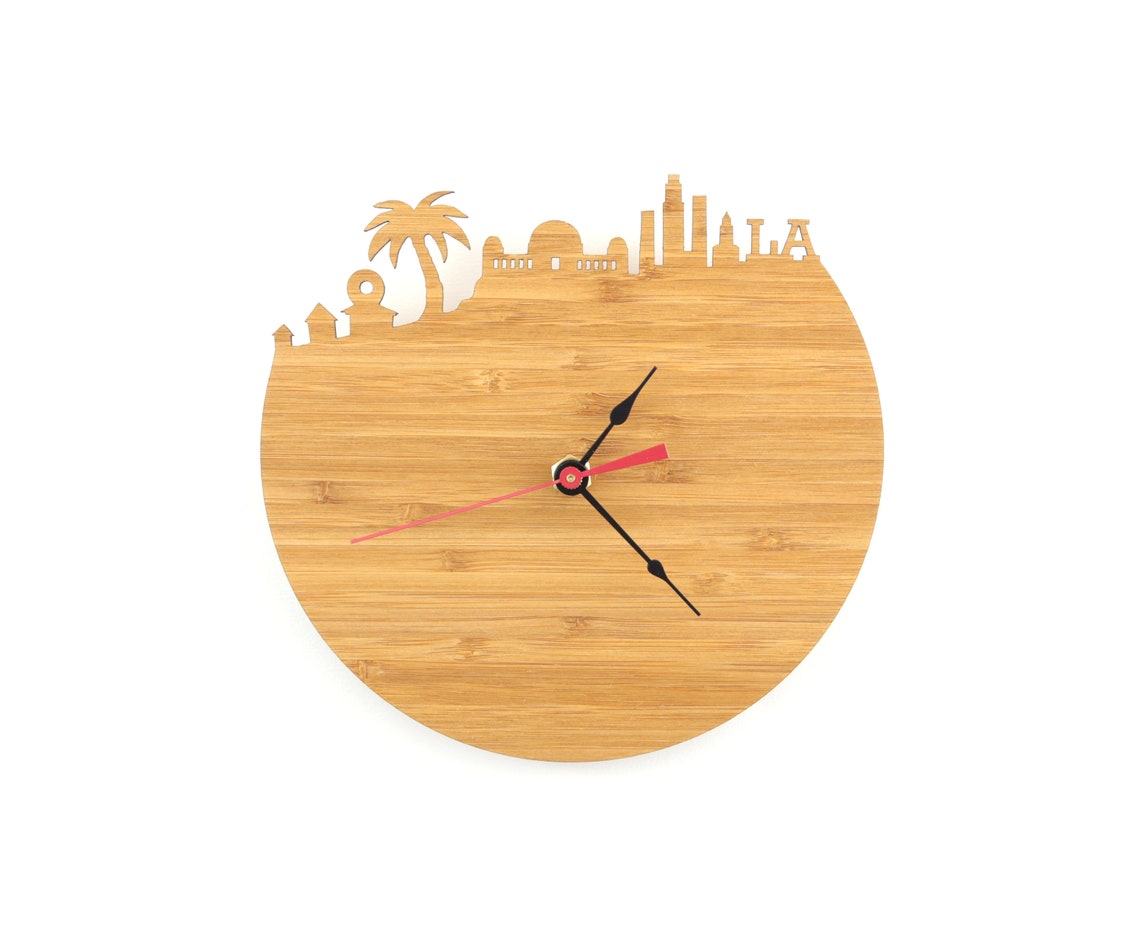 Los Angeles Skyline Wood Clock California Clock Wall Art Etsy